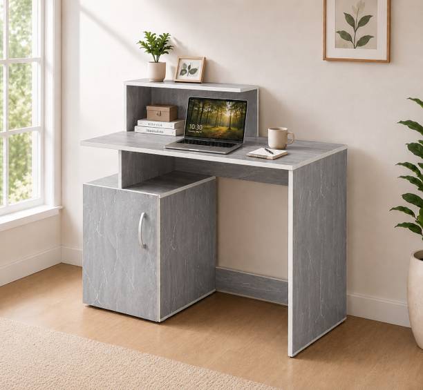 US DZIRE Computer Table with Storage Cabinet & Open Shelf | Study Desk For Home Office Engineered Wood Computer Desk