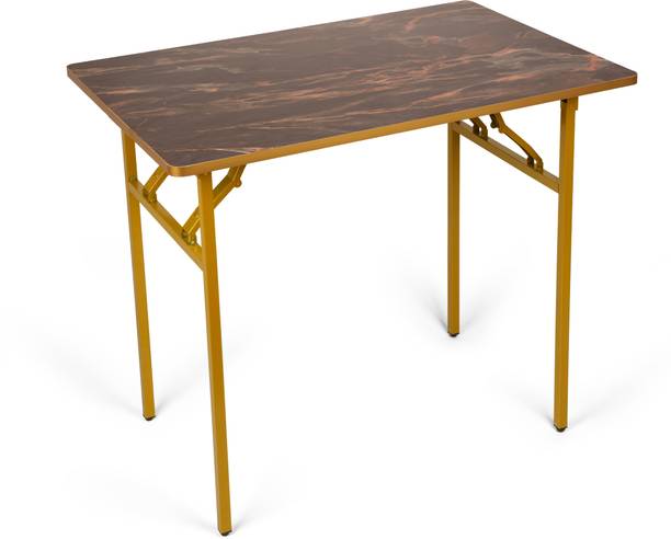 WIFTY Multi-Purpose Portable & Foldable Wooden Dinning Table with Metallic Golden Leg Solid Wood Multipurpose Table