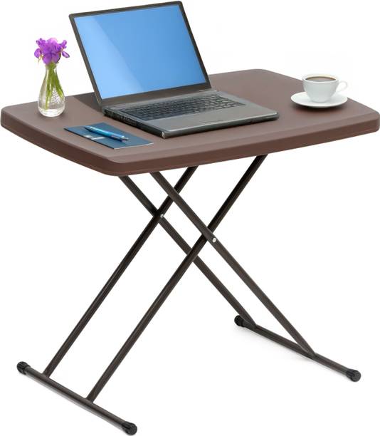 Livzing Multipurpose Foldable Table for Home, Office & Outdoor - Brown Plastic Computer Desk