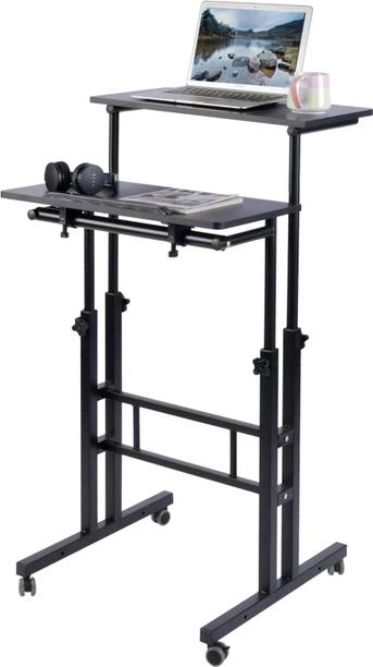 Livzing Height Adjustable Lapdesks with Locking Wheels-Black Engineered Wood Computer Desk