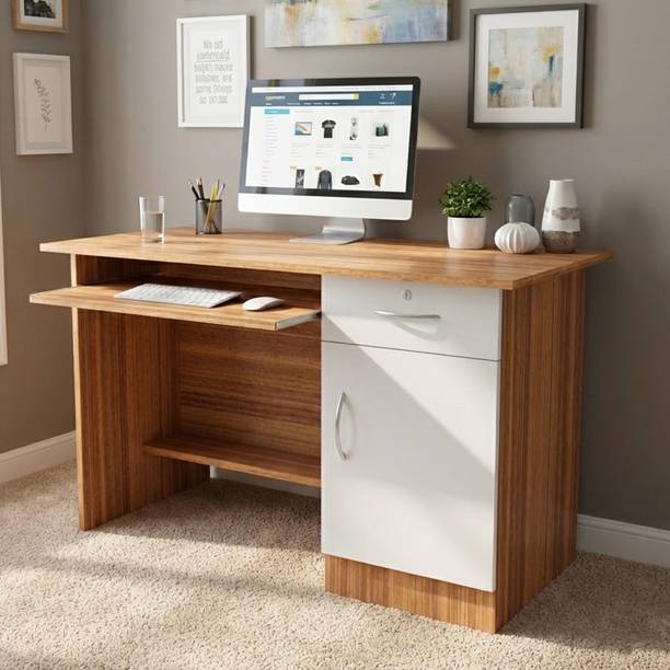 OmkarWood Computer Table With Keyboard Tray With Storage Drawer Engineered Wood Computer Desk