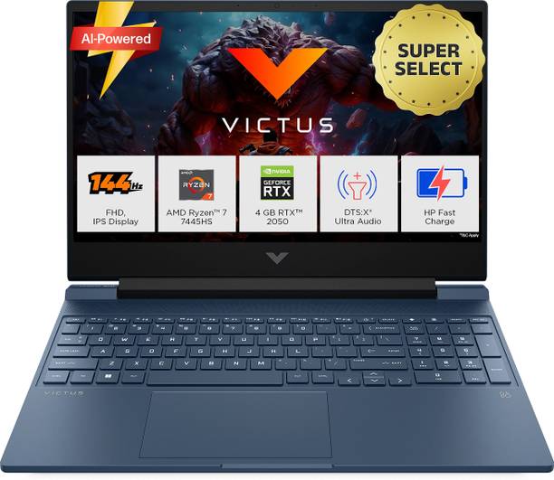 HP Victus AMD Ryzen 7 Hexa Core 7445H - (16 GB/512 GB SSD/Windows 11 Home/4 GB Graphics/NVIDIA GeForce RTX 2050) 15-fb3122AX Gaming Laptop