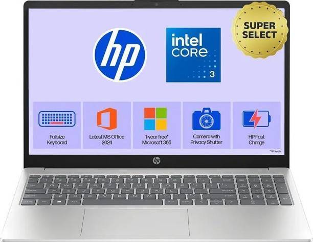 HP 15 Intel Core 3 100U - (8 GB/512 GB SSD/Windows 11 Home) 15-fd1253TU/ 15-fd1225TU Thin and Light Laptop