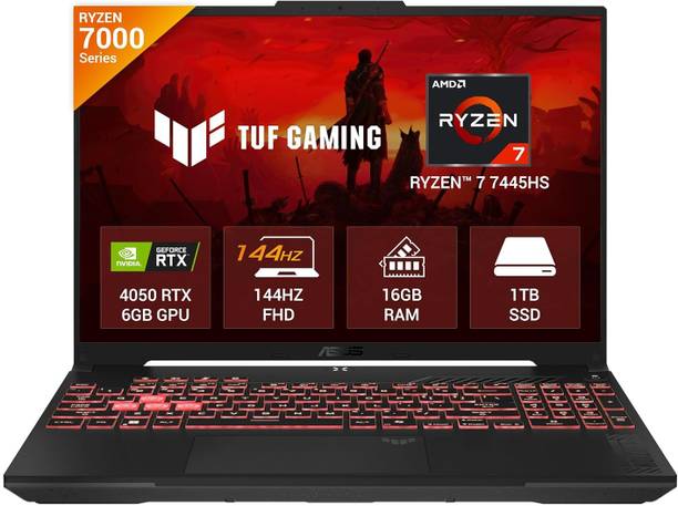 ASUS TUF Gaming A16 (2025) AMD Ryzen 7 Hexa Core 7445HS - (16 GB/1 TB SSD/Windows 11 Home/6 GB Graphics/NVIDIA GeForce RTX 4050/144 Hz) FA607NUG-RL189WS Gaming Laptop