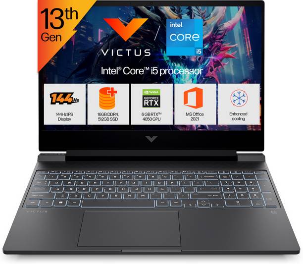 HP Victus Intel Core i5 13th Gen 13420H - (16 GB/512 GB SSD/Windows 11 Home/6 GB Graphics/NVIDIA GeForce RTX 4050/144 Hz) 15-fa2381TX / 15-fa2701TX / 15-fa1278TX Gaming Laptop
