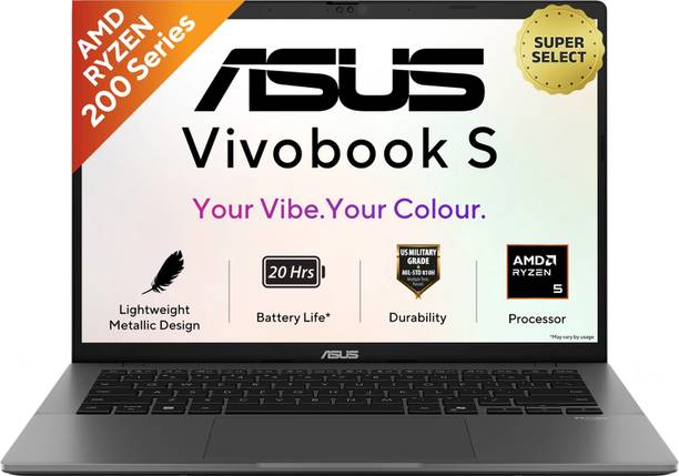 ASUS Vivobook S14 (2026) with Metallic Design, Gaming Grade CPU AMD Ryzen 5 220 - (16 GB/512 GB SSD/Windows 11 Home) M3407HA-LY135WS Thin and Light Laptop