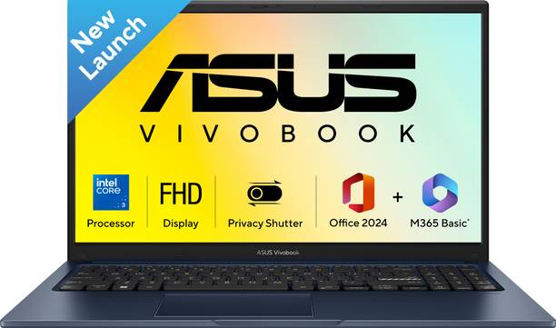 ASUS Vivobook 15 (2026) with Office 2024 + M365 Basic(i3 14th Gen) Intel Core 3 14th Gen 100U - (8 GB/512 GB SSD/Windows 11 Home) X1504VAP-BQ1322WS Thin and Light Laptop