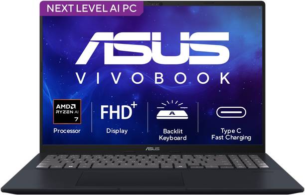 ASUS Vivobook 16 (2026) AI PC with Office 2024 + M365 Basic*, Copilot+ PC AMD Ryzen AI 7 Hexa Core - (16 GB/512 GB SSD/Windows 11 Home) M1607GA-MB030WS Thin and Light Laptop