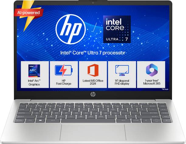 HP 14 AI PC Intel Core Ultra 7 - (24 GB/1 TB SSD/Windows 11 Home) 14-ep1181TU Thin and Light Laptop