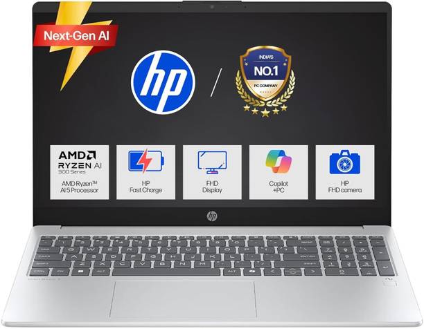 HP Omnibook 3 with Backlit Keyboard AMD Ryzen AI 5 Quad Core - (24 GB/1 TB SSD/Windows 11 Home) 15-fn0074AU Thin and Light Laptop