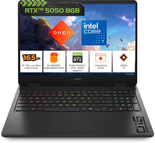 HP OMEN Intel Core 7 240H - (24 GB/1 TB SSD/Windows 11 Home/8 GB Graphics/NVIDIA GeForce RTX 5050) 16-am0277TX Gaming Laptop