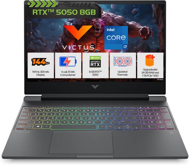 HP Victus Intel Core i7 13th Gen 13620H - (24 GB/1 TB SSD/Windows 11 Home/8 GB Graphics/NVIDIA GeForce RTX 5050/144 Hz) 15-fa2309TX Gaming Laptop