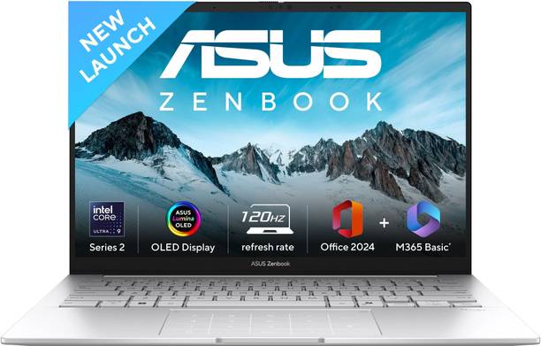ASUS Zenbook 14 OLED (2025) with Office 2024 + M365 Basic*, AI PC, Full Metal Body, Intel Core Ultra 9 285H - (32 GB/1 TB SSD/Windows 11 Home) UX3405CA-PZ349WS Thin and Light Laptop