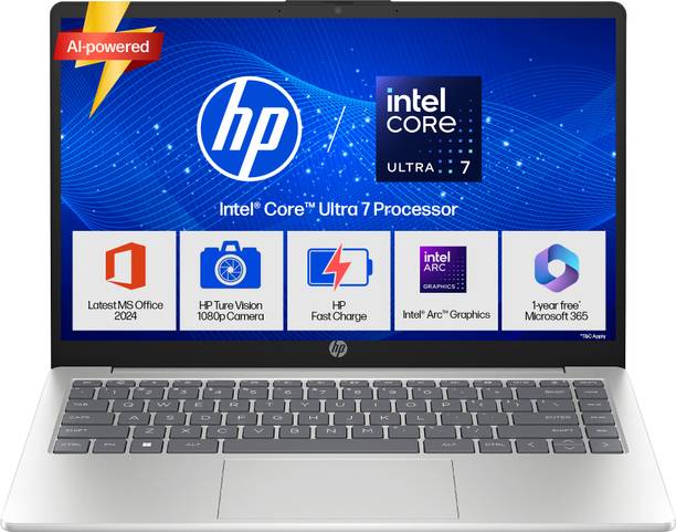 HP 14 AI PC Intel Core Ultra 7 155H - (16 GB/512 GB SSD/Windows 11 Home) 14-gr1036TU Thin and Light Laptop