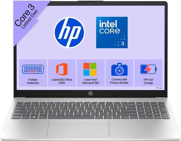 HP Intel Core 3 14th Gen 100U - (8 GB/512 GB SSD/Windows 11 Home) 15-fd1253TU/ 15-fd1225TU Thin and Light Laptop