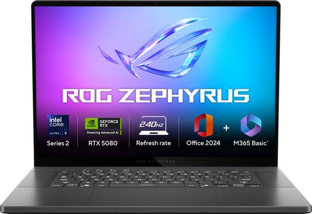 ASUS ROG Zephyrus G16 (2025) with Office 2024 + M365 Basic* Intel Core Ultra 9 285H - (32 GB/2 TB SSD/Windows 11 Home/16 GB Graphics/NVIDIA GeForce RTX 5080/240 Hz/120 W) GU605CW-QR133WS Gaming Laptop
