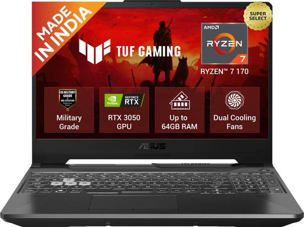 ASUS TUF Gaming A15 (2026) AMD Ryzen 7 170 - (16 GB/512 GB SSD/Windows 11 Home/4 GB Graphics/NVIDIA GeForce RTX 3050/144 Hz) FA506NCQ-IN080W Gaming Laptop