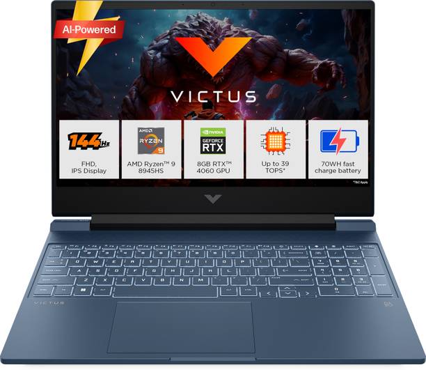 HP Victus AI 39 TOPS AMD Ryzen 9 Octa Core 8945HS - (16 GB/1 TB SSD/Windows 11 Home/8 GB Graphics/NVIDIA GeForce RTX 4060/144 Hz) 15-fb3025AX Gaming Laptop