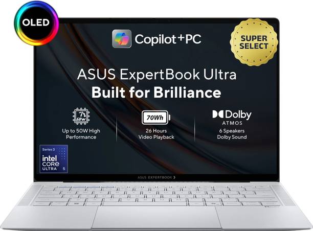 ASUS ExpertBook Ultra Full Metal Nano Ceramic Coating, OLED with Touchscreen Copilot Intel Core Ultra 5 Series 3 325 - (16 GB/512 GB SSD/Windows 11 Home) B9406CAA-TG1334WS / B9406CAA-TH2256WS Thin and Light Laptop