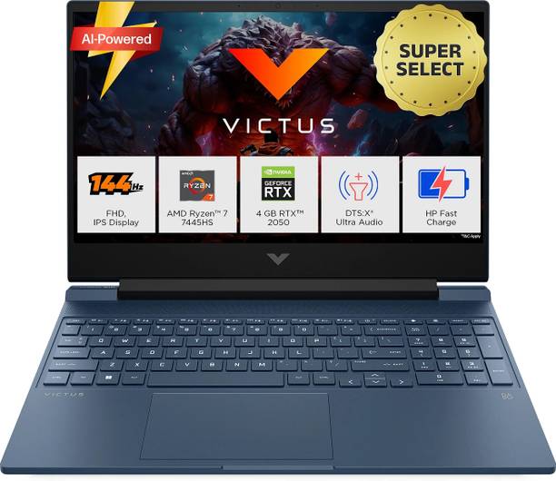 HP Victus AMD Ryzen 7 Hexa Core 7445H - (16 GB/512 GB SSD/Windows 11 Home/4 GB Graphics/NVIDIA GeForce RTX 2050) 15-fb3122AX Gaming Laptop