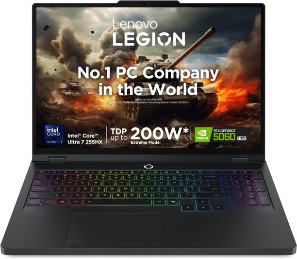 Lenovo Legion Pro 5 Intel Core Ultra 7 255HX - (32 GB/1 TB SSD/Windows 11 Home/8 GB Graphics/NVIDIA GeForce RTX 5060/165 Hz) Legion Pro 5 16IAX10 Gaming Laptop
