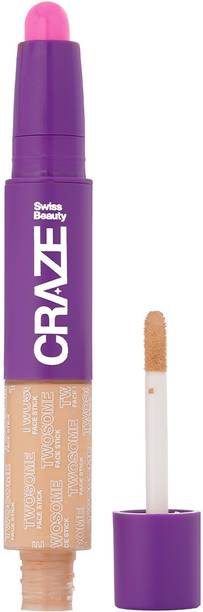 SWISS BEAUTY CRAZE Twosome Lightweight Face Stick | 2-in 1 Liquid Concealer and Creamy Blush Concealer