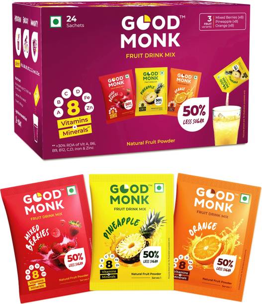 Good Monk Refreshing & Tasty Fruit Drink Mix | 50% Less Sugar | 8 Vitamins & Minerals