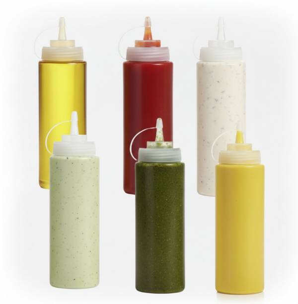 DAOME Reusable Condiment Kitchen Sauce Bottles Jam Tomato Sauce Cruet Vinegar Bottle 650 ml Plastic Bottle