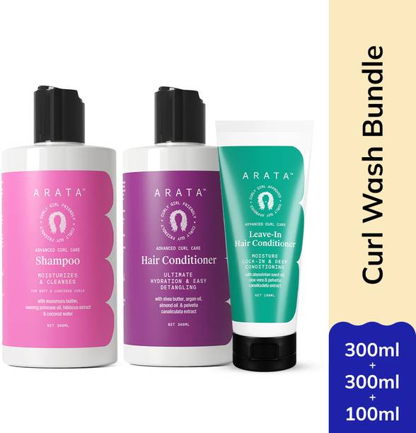 ARATA Curl Enhancing Combo|Shampoo, Conditioner&Leave-In Conditioner|Curly Hair