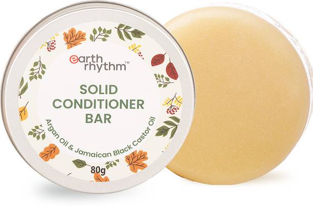 Earth Rhythm Soapworks Solid Conditioner Bar with Argan & Castor oil, For Wavy & Curly Hair, Certified Natural, Plastic Free - 80 GM