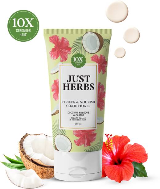 Just Herbs Smooth & Shine Conditioner |Aloe Vera & Almond | 2X Shine, Frizz Control - 200ml