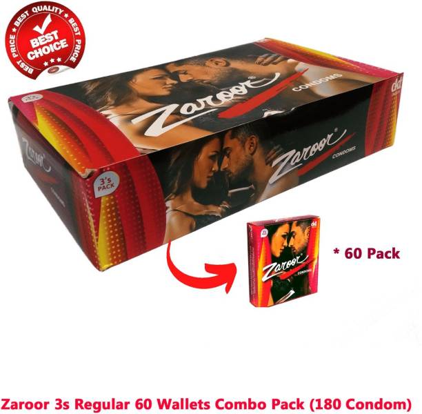 Zaroor Pink Coloured Vanila Flavoured Lubricated Plain 3's Condom for Men Condom