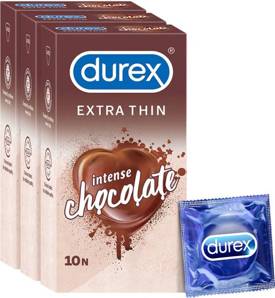 DUREX Extra Thin Intense Chocolate Flavoured Condoms For Men -10s (Pack of 3) Condom