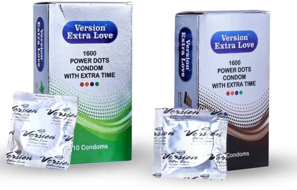 Version Condom Men Extra Time Dotted Combo Pack (Mint and Chocolate) Condom Condom