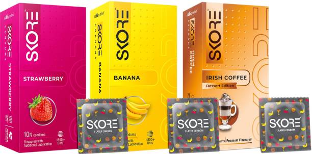 SKORE STRAWBERRY, BANANA AND IRISH COFFEE Condom