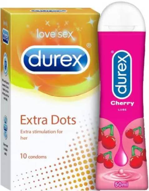 DUREX Extra Dots condom 10s and Lube - Cherry Flavoured Lubricant Condom