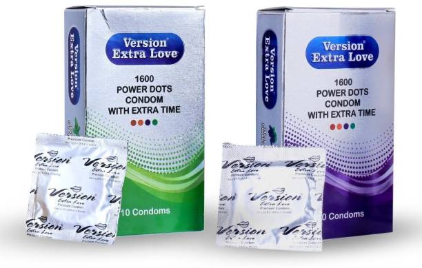 Version Condom Men Extra Time Dotted Combo Pack (Mint and Grapes) Condom Condom