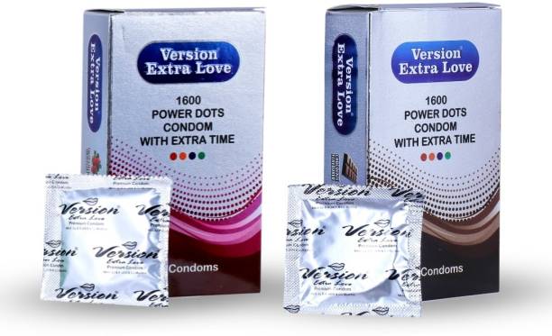 Version Condom Men Extra Time Dotted Combo Pack (Strawberry &amp; Chocolate) Condom Condom
