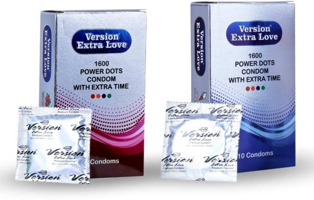 Version Condom Men Extra Time Dotted Combo Pack (Strawberry and Vanilla) Condom Condom
