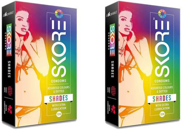 SKORE Color Raised Dots Condom Pack of 20(Shade) Condom