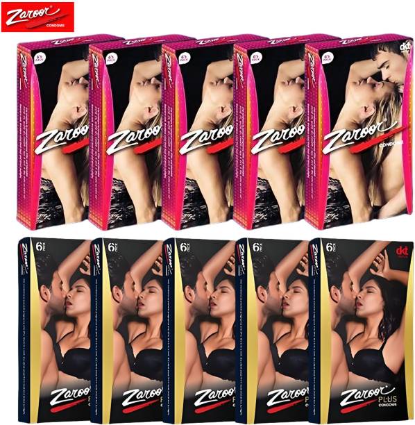 Zaroor Pink Colored Plus Natural Colored Vanilla Flavored Extra Lubricated Condom Combo Condom