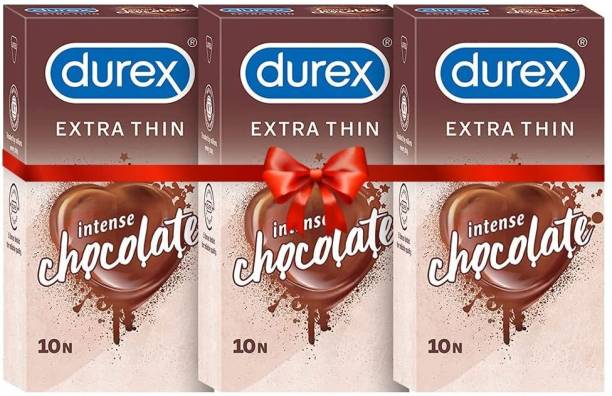 DUREX Extra Thin Intense Chocolate Flavoured Condoms For Men -10s (Pack of 3) Condom
