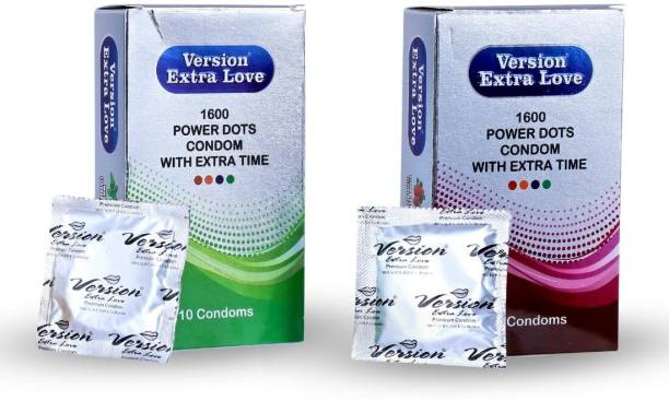 Version Condom Men Extra Time Dotted Combo Pack (Mint and Strawberry) Condom Condom