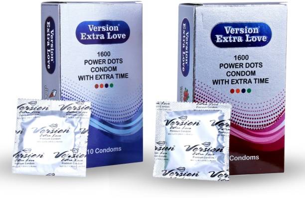 Version Condom Men Extra Time Dotted Combo Pack (Vanilla and Strawberry) Condom Condom