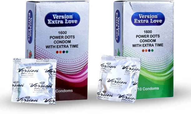 Version Condom Men Extra Time Dotted Combo Pack (Strawberry and Mint) Condom Condom