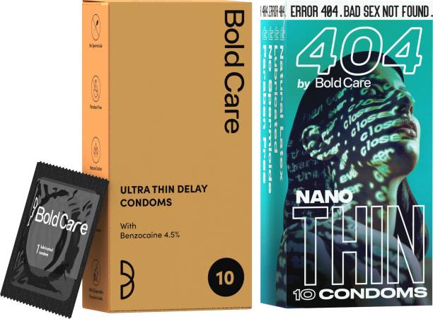 Bold Care Nano Thin condoms + Ultra Thin Delay Condoms - Super Saver pack Condom