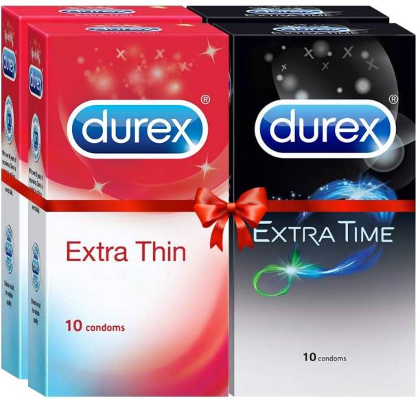 DUREX Extra Thin 10s, Extra Time 10s Pleasure Packs Condom