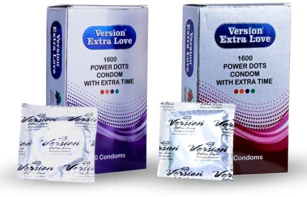 Version Condom Men Extra Time Dotted Combo Pack (Grapes and Strawberry) Condom Condom