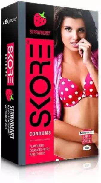 SKORE STRAWBERRY FLAVOUR CONDOM 10 N Condom