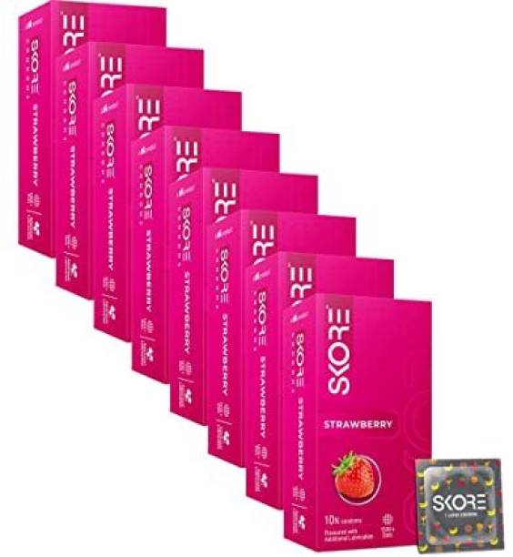 SKORE Condom Strawberry 10 Pcs Condom Multiple Pack (10s X 8 Pack) Condom